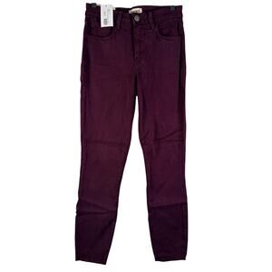 L'AGENCE NWT Margot High Rise Skinny Jeans Bordeaux Plum Purple Coated Denim 25